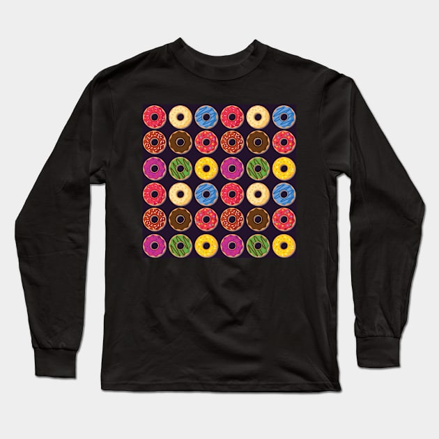 Donut Vector, Artwork, Design, Pattern Long Sleeve T-Shirt by xcsdesign